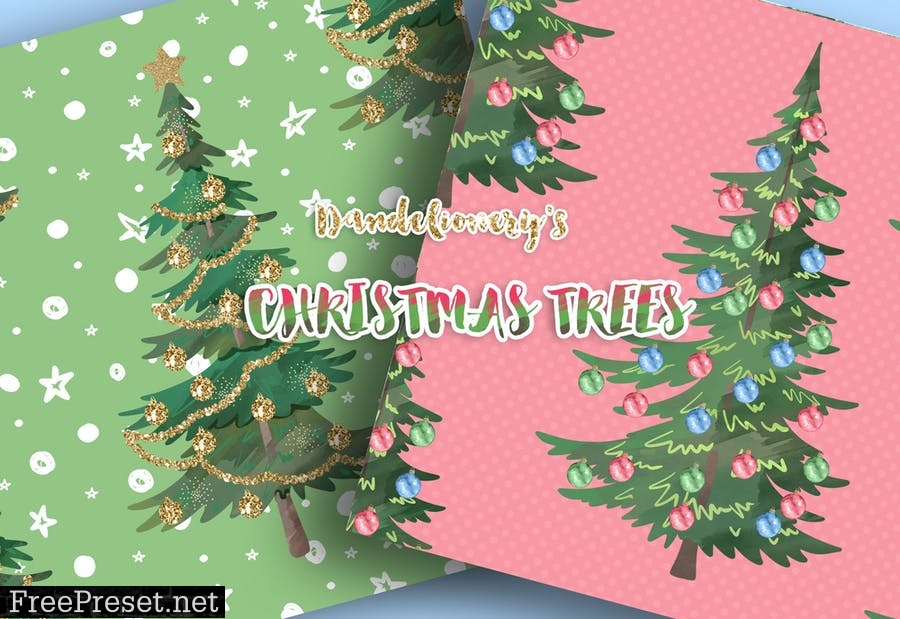 Christmas tree digital paper pack TPAB739