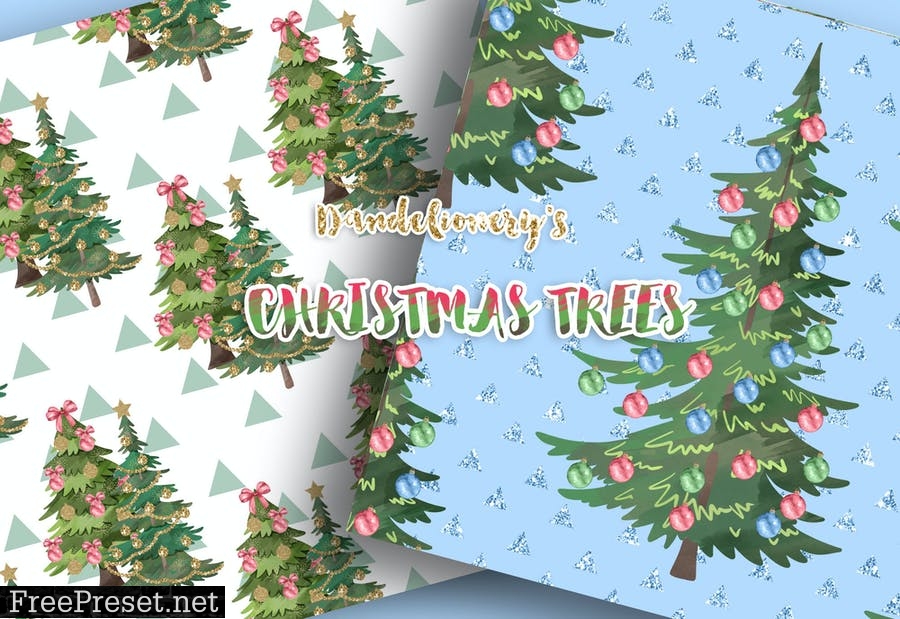 Christmas tree digital paper pack TPAB739