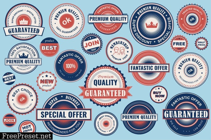 Collection Retro Sale Labels Social Media Ads JZWNZS