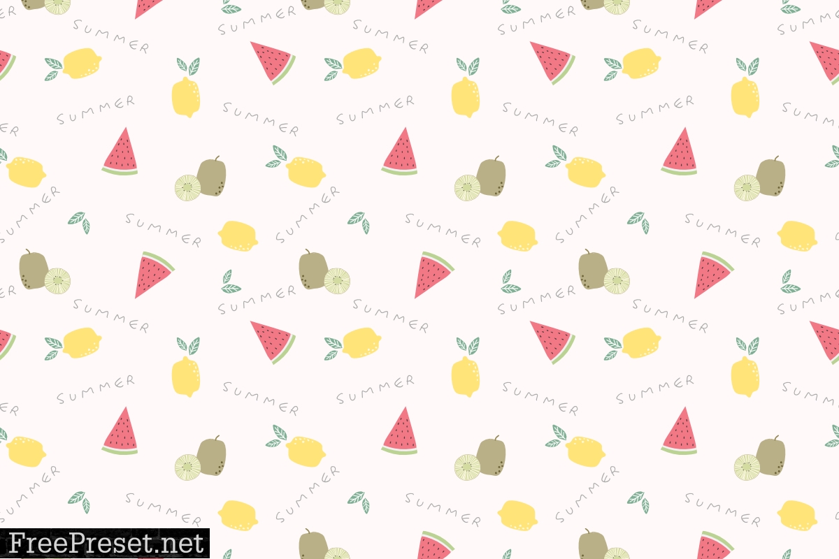 Cute Summer Fruit Seamless Pattern.