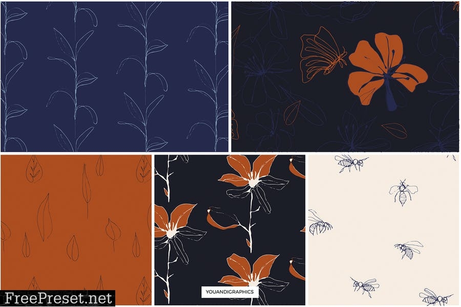 Dark Garden Floral Patterns 9KTD294