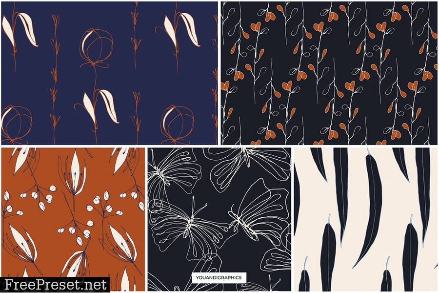 Dark Garden Floral Patterns 9KTD294