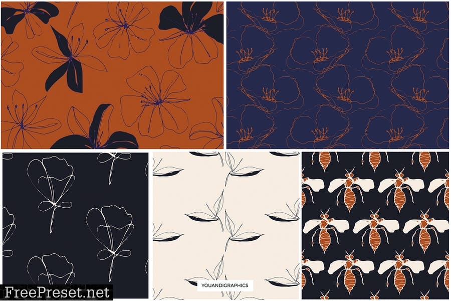 Dark Garden Floral Patterns 9KTD294