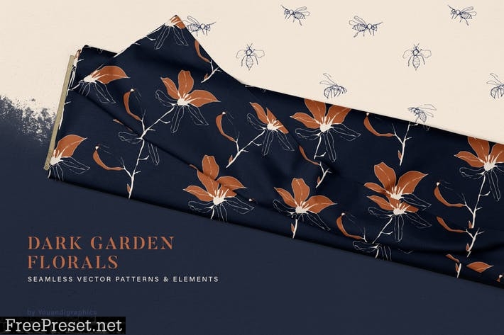 Dark Garden Floral Patterns 9KTD294