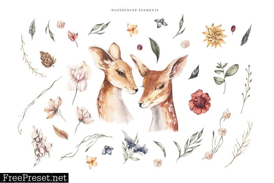 Forest Deer & Flowers VBAWG8D