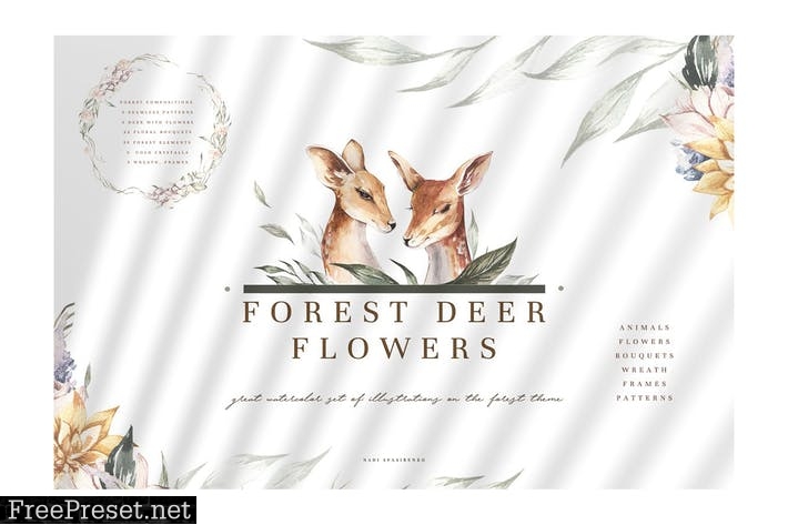 Forest Deer & Flowers VBAWG8D