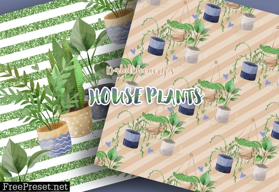 House Plants digital paper pack 2QEKTFG