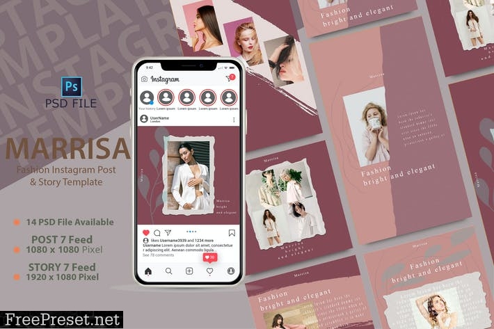 MARRISA - Instagram POST & STORY Template 46YQXDT