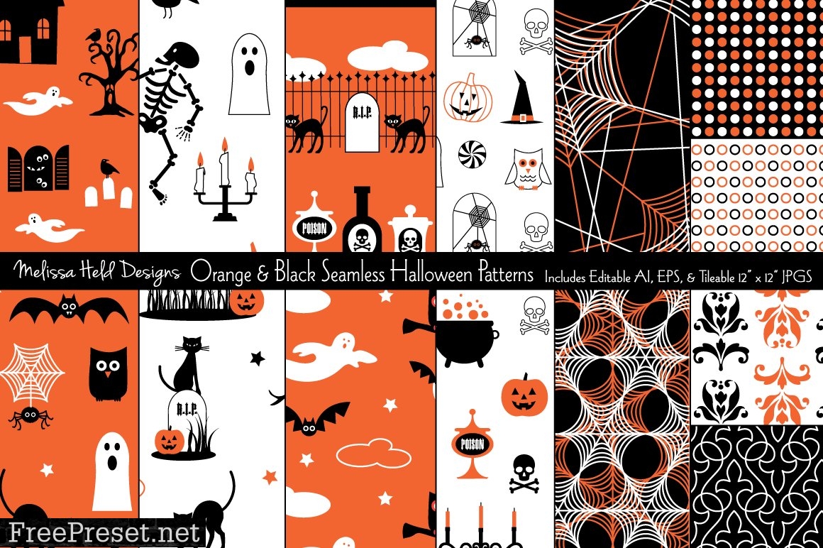 Orange & Black Halloween Patterns