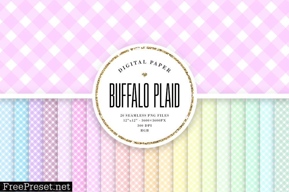 Pastel Buffalo Plaid Seamless Patterns