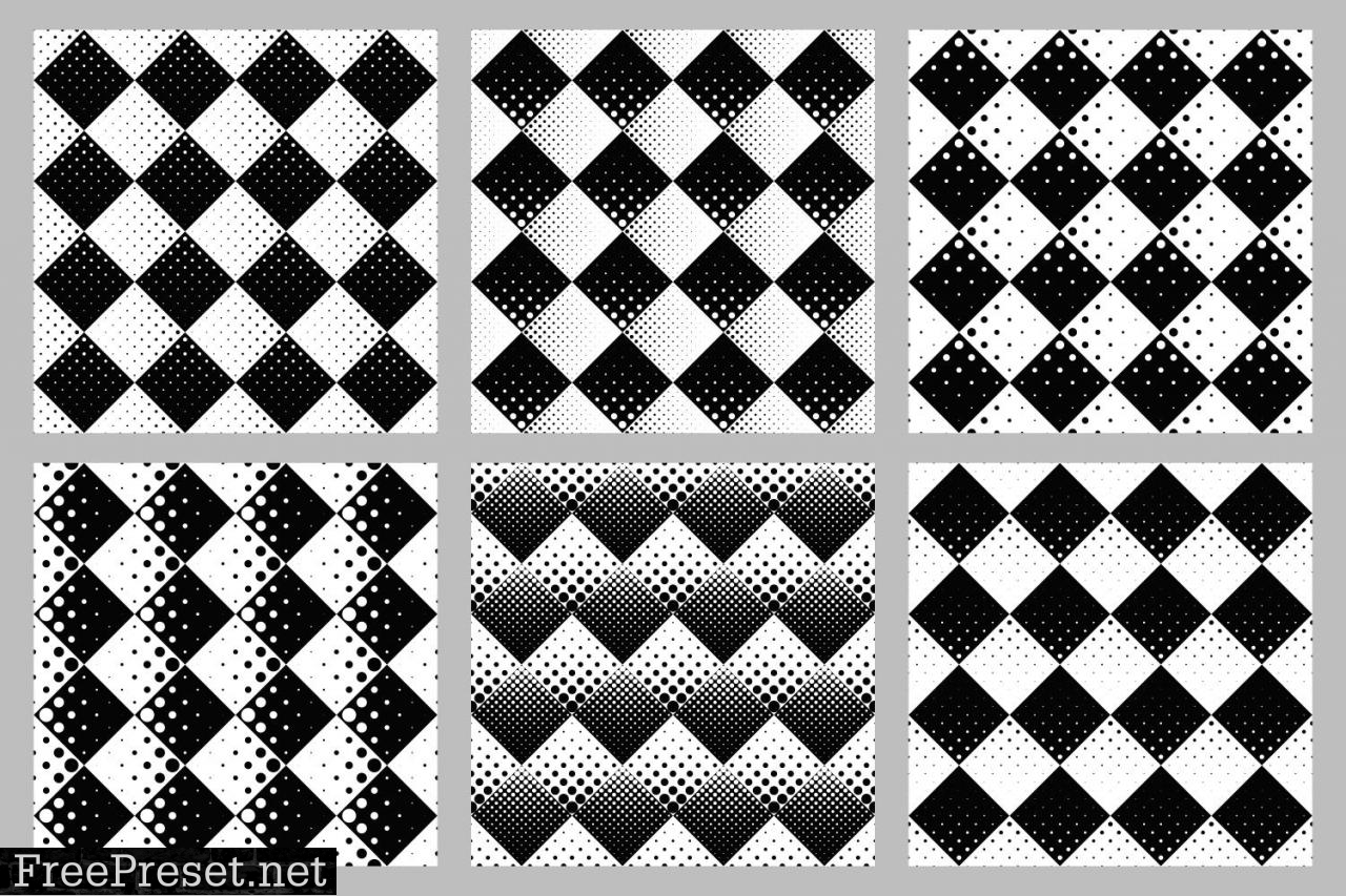 Seamless Black and White Dot Pattern Set