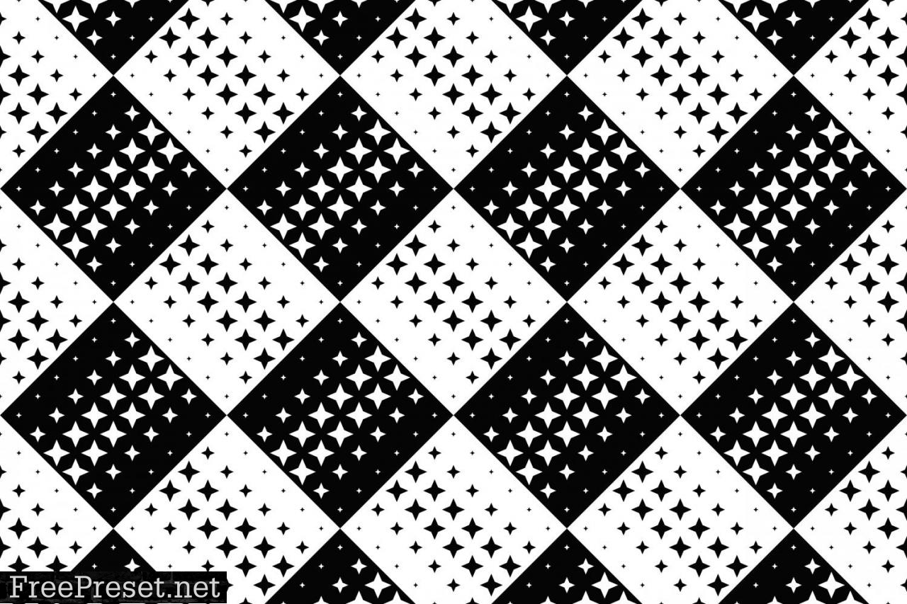 Seamless Black and White Star Pattern