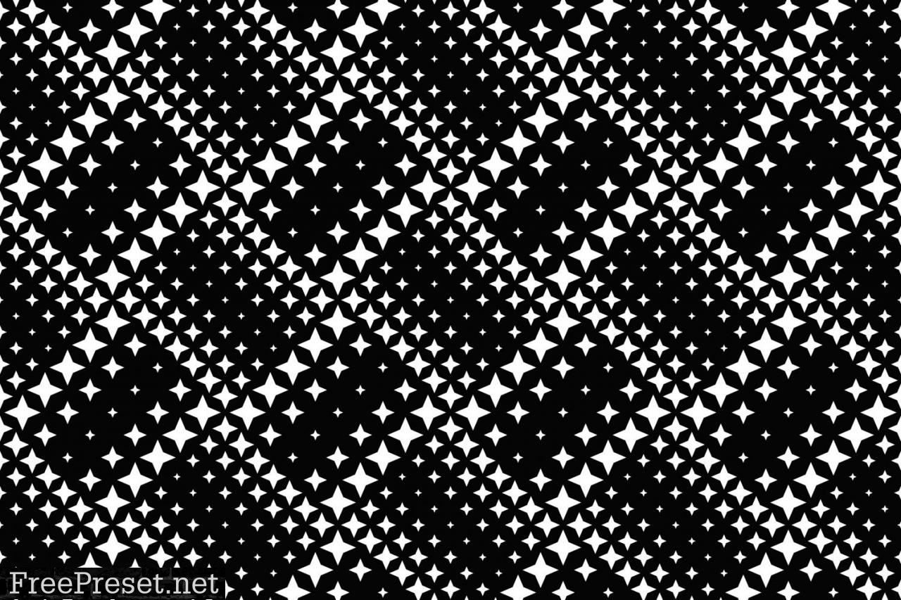 Seamless Black and White Star Pattern