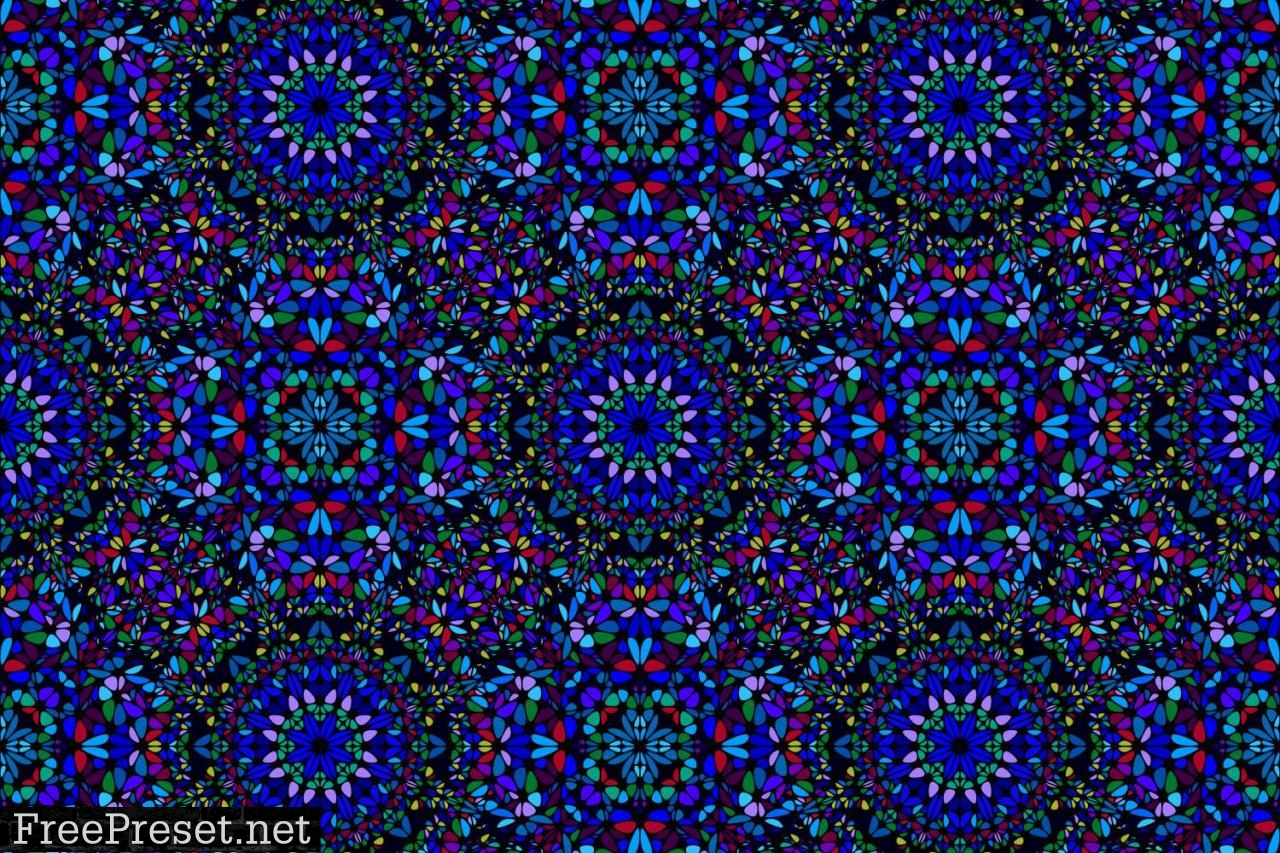 Seamless Blue Floral Mandala Pattern