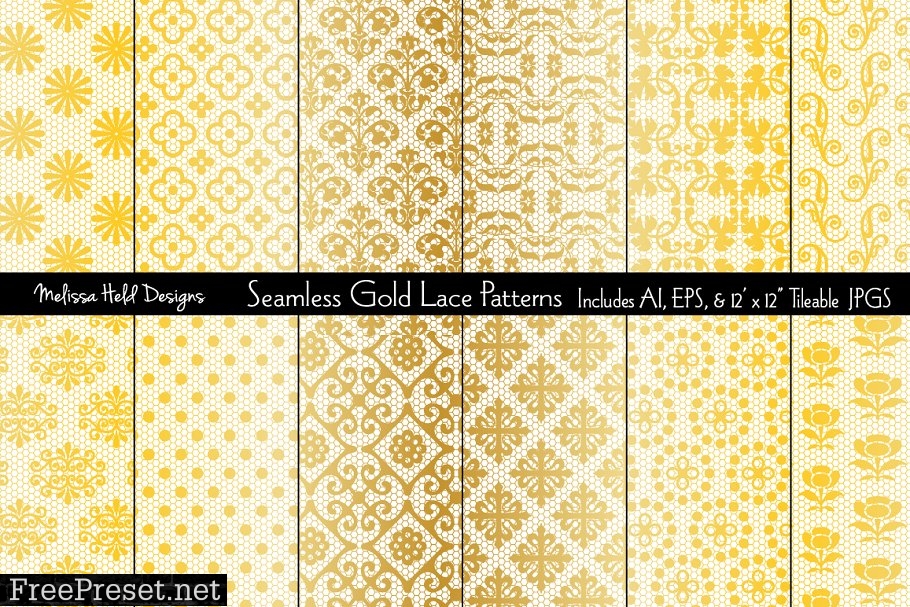 Seamless Gold Lace Patterns