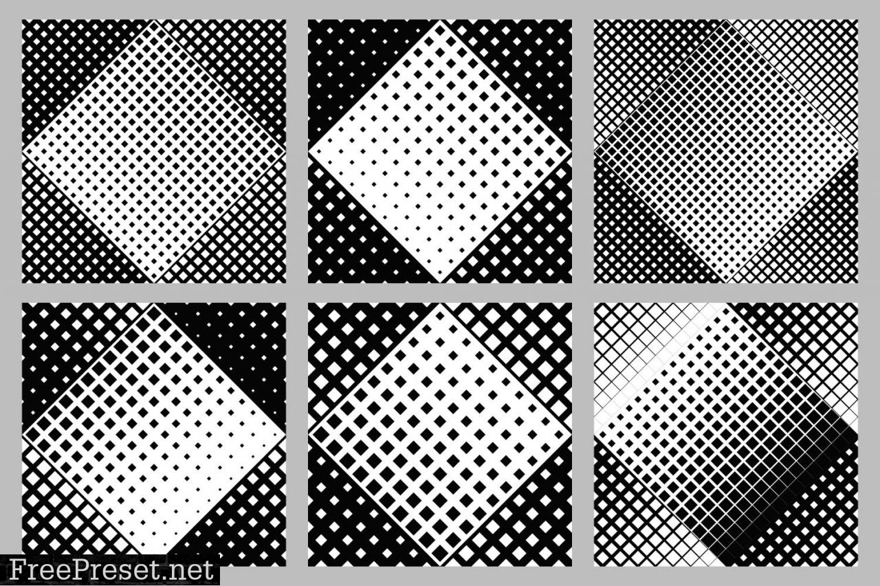 Seamless Halftone Square Pattern Set