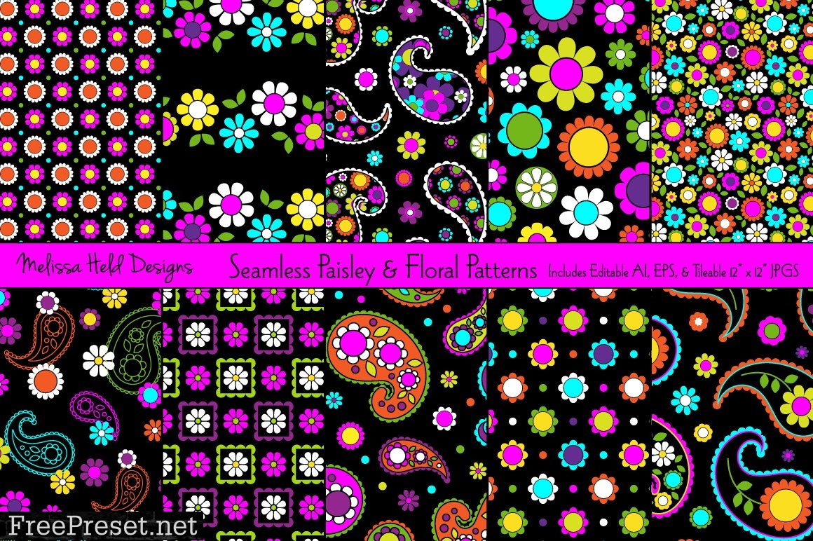 Seamless Paisley & Floral Patterns