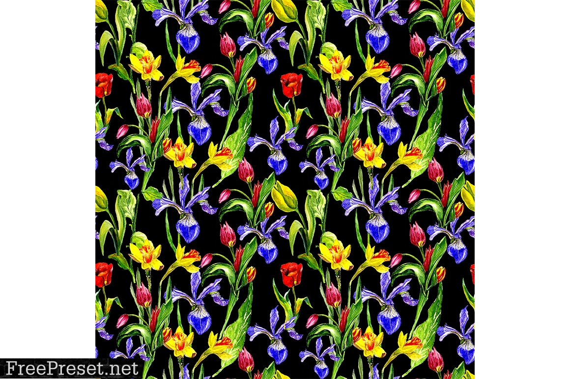 Seamless Pattern with Spring Flowers