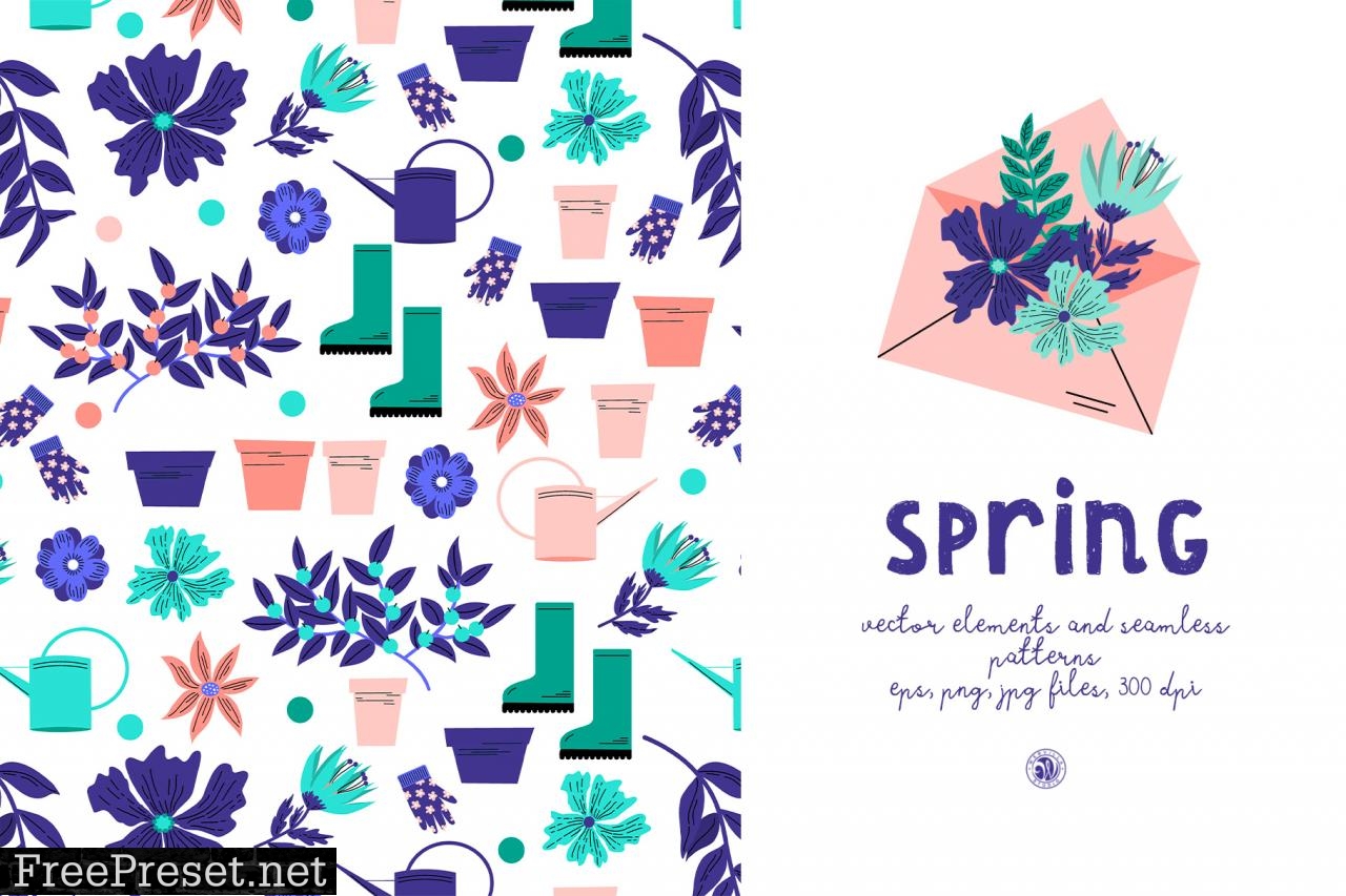 Spring - Seamless Patterns and Elements