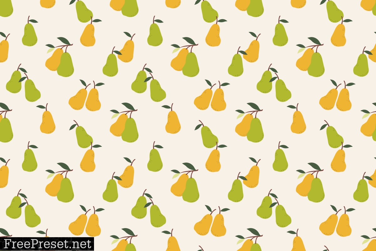 Summer Fruit Pear Seamless Pattern.