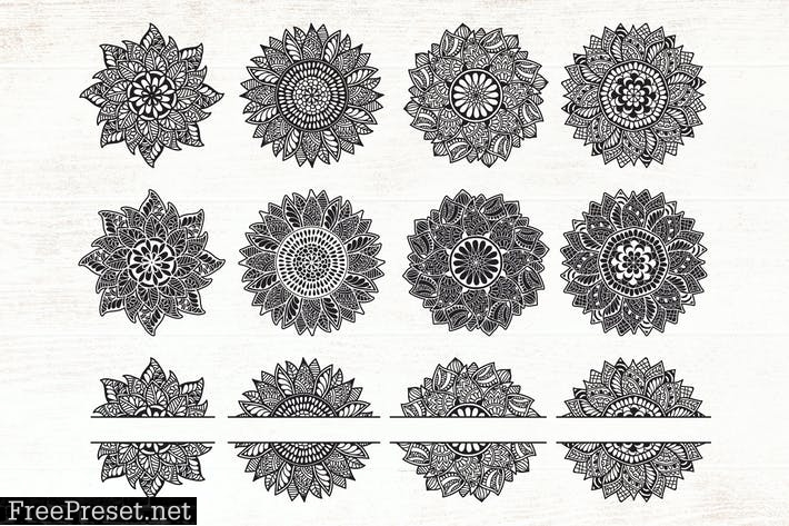 Sunflower Mandala - Split Monogram M6TWXCV