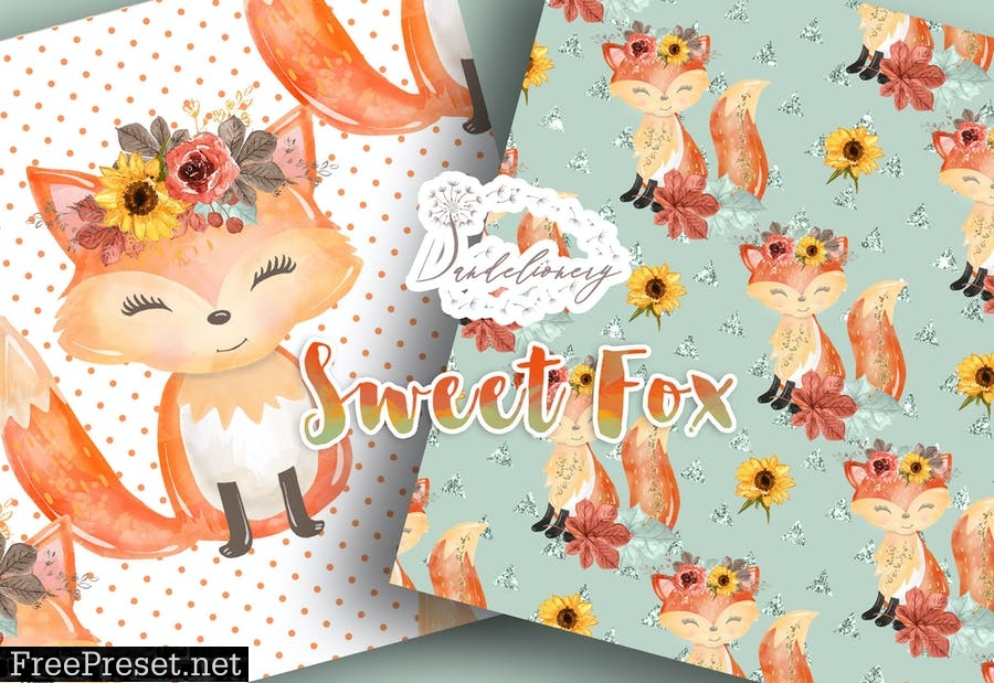 Sweet Fox digital paper pack WMQDE74