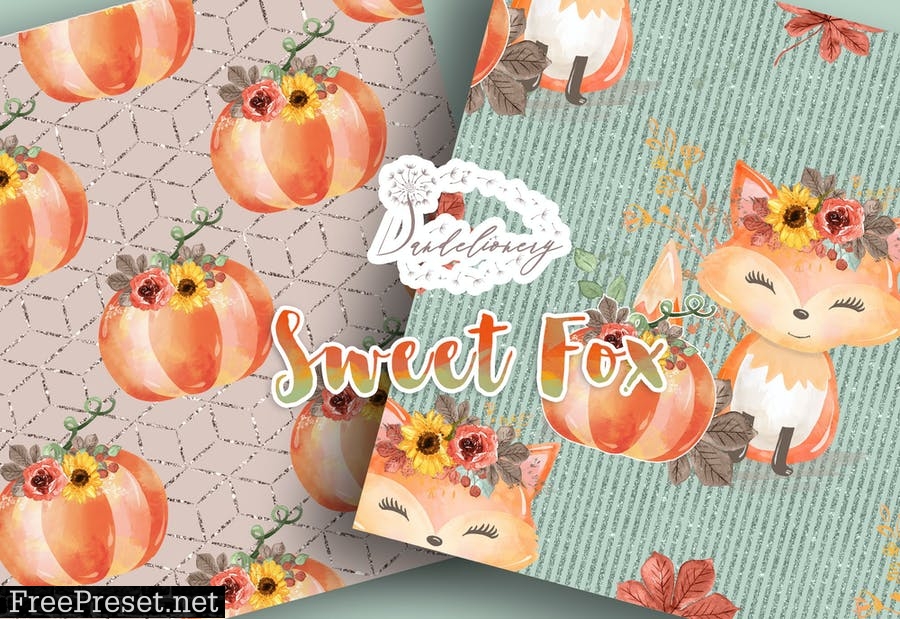 Sweet Fox digital paper pack WMQDE74