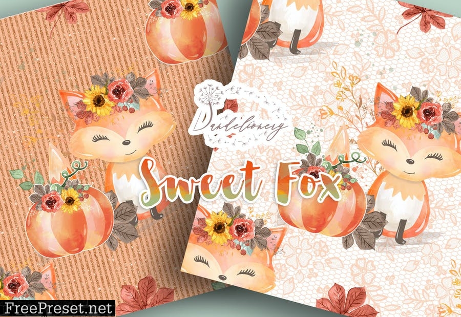 Sweet Fox digital paper pack WMQDE74