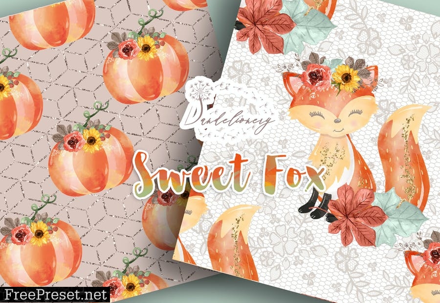 Sweet Fox digital paper pack WMQDE74