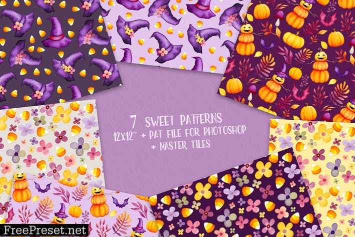 Sweet Halloween Seamless Patterns VFBHBM3