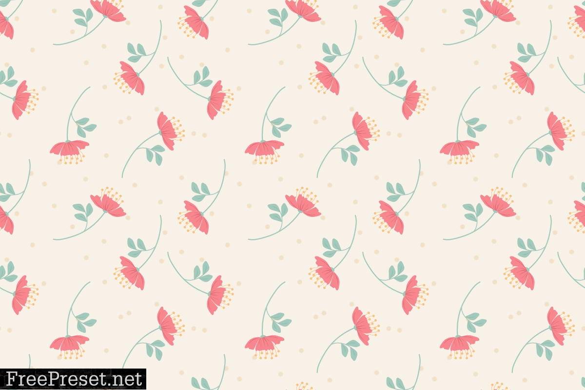 Sweet Pink Flower Seamless Pattern.