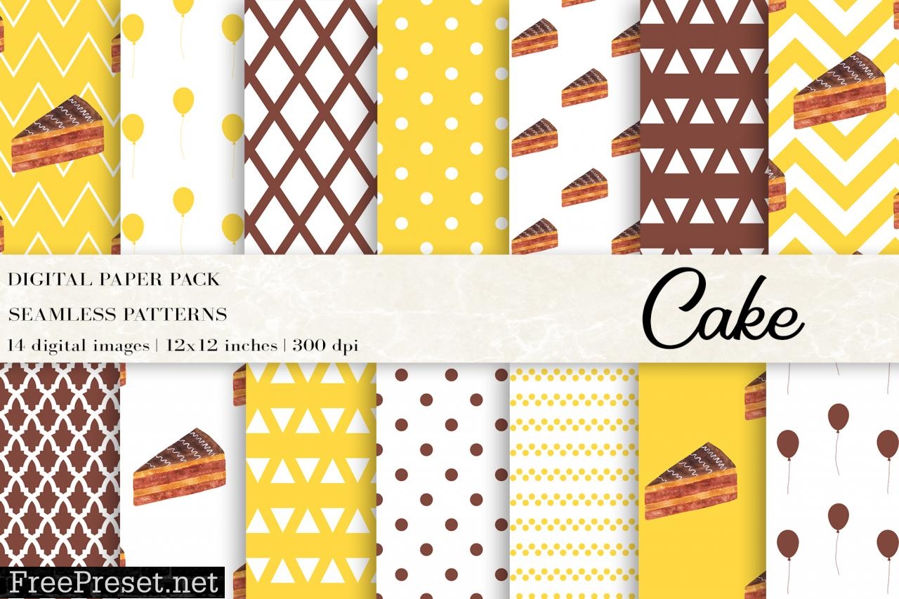 Watercolor Cake Digital Papers