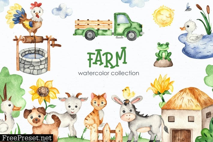 Watercolor Farm Clipart RDSN79Y