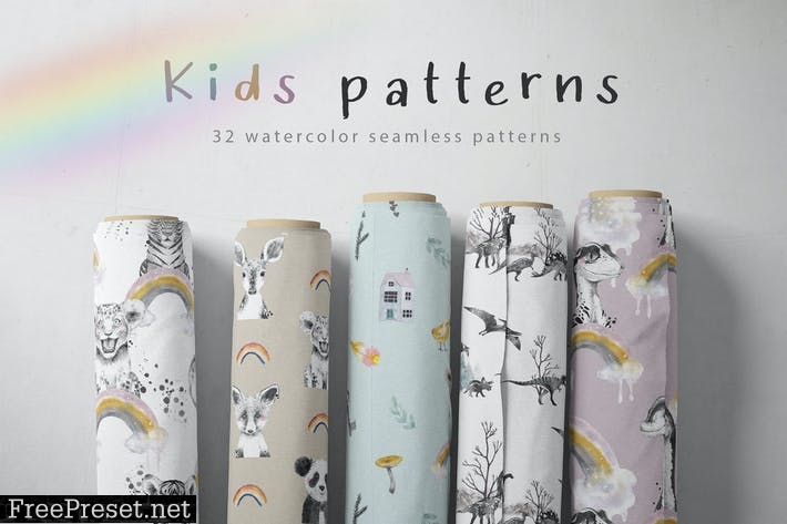 Watercolor kids patterns 9GYWVJZ