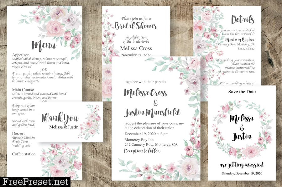 Blush and Grey Watercolor Design Set