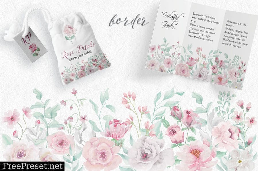 Blush and Grey Watercolor Design Set