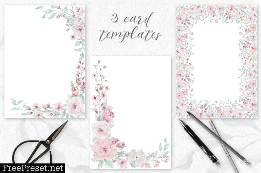 Blush and Grey Watercolor Design Set