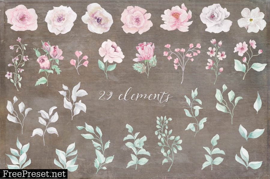 Blush and Grey Watercolor Design Set