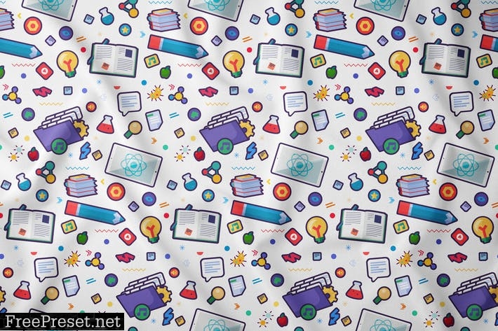 Cartoon School Seamless Pattern