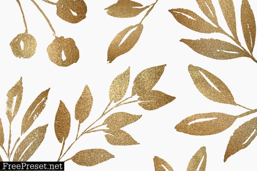 Glittery Gold Leaves, Branches, Wreaths & Patterns CPSTSK8