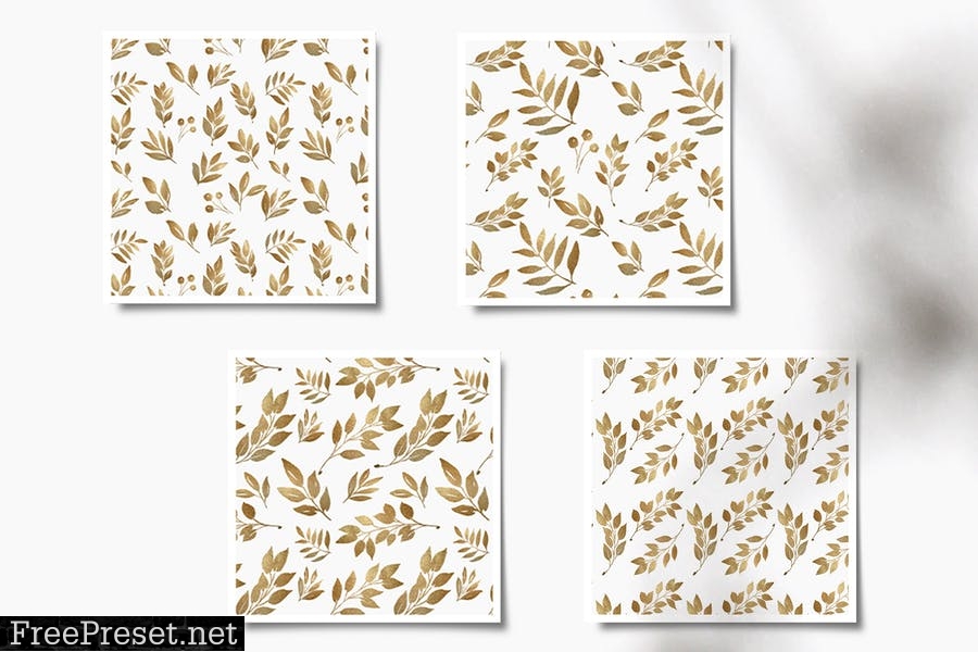 Glittery Gold Leaves, Branches, Wreaths & Patterns CPSTSK8