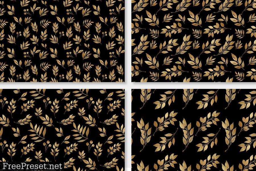 Glittery Gold Leaves, Branches, Wreaths & Patterns CPSTSK8