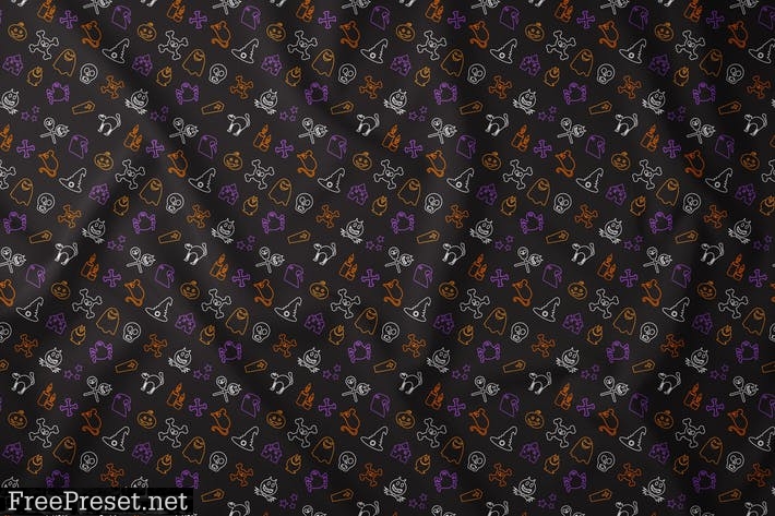 Outline Halloween Seamless Pattern 5G3GQJH