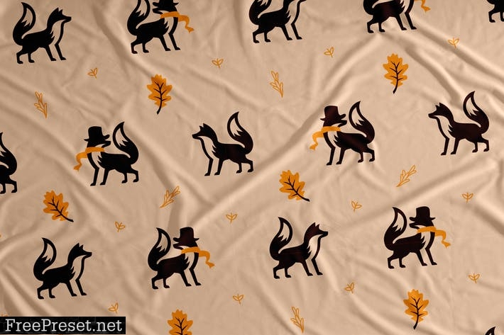 Autumn Fox Vector Seamless Pattern Background F3EDU9L