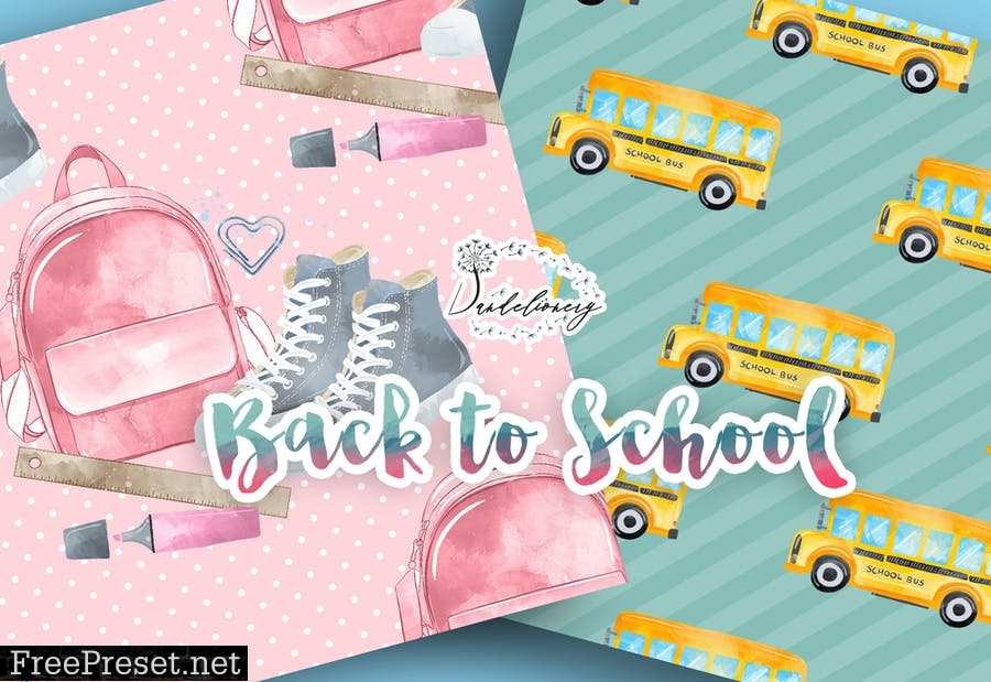 Back to School digital paper pack 84ZS6BL