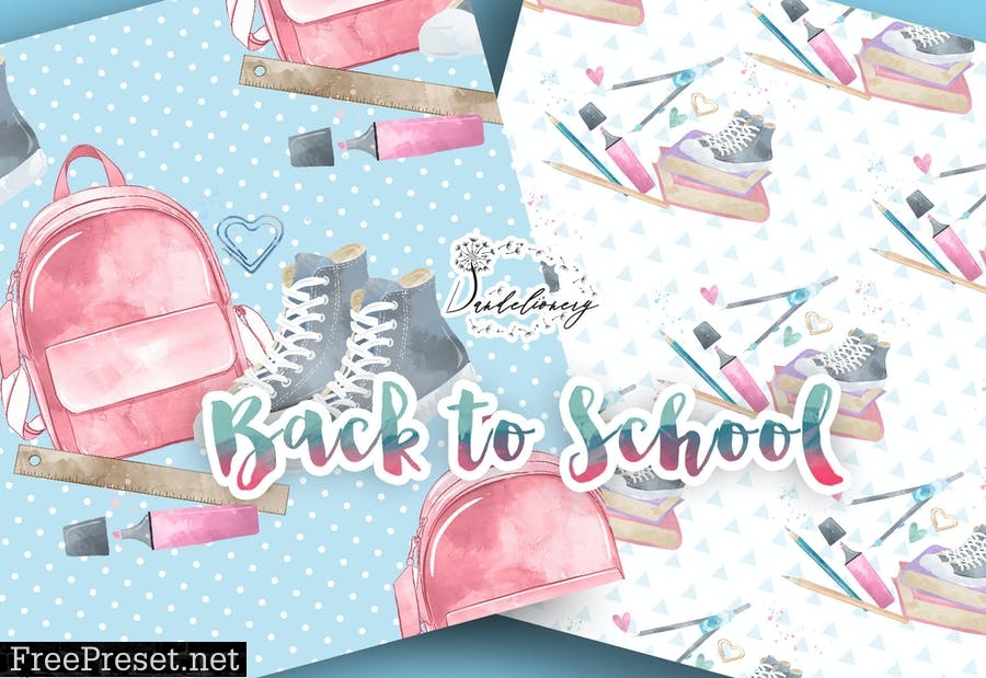 Back to School digital paper pack 84ZS6BL