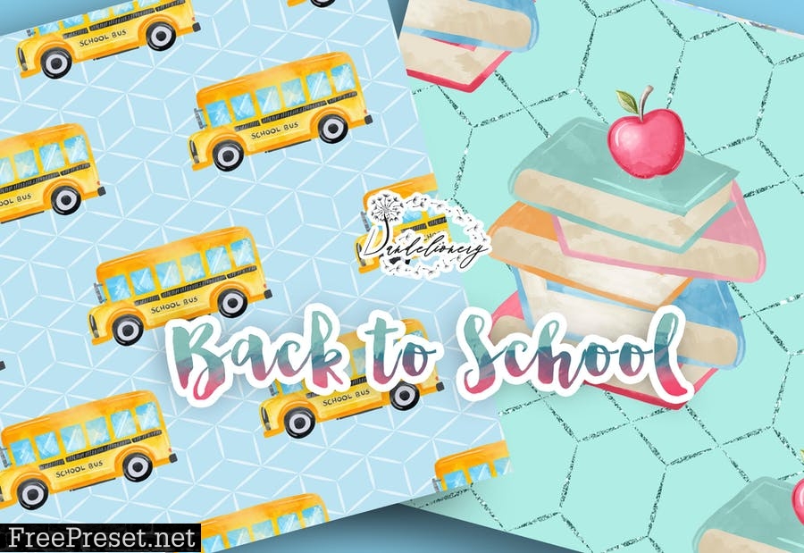 Back to School digital paper pack 84ZS6BL