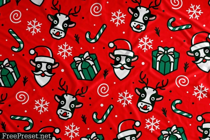 Christmas Deer Vector Seamless Pattern Background