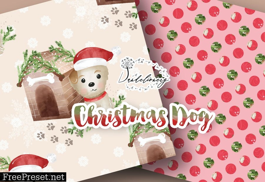 Cute Christmas Dod digital paper pack PN8W7ZC