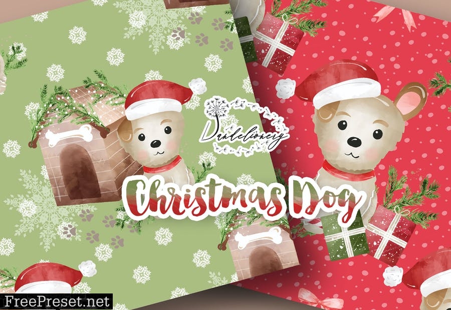 Cute Christmas Dod digital paper pack PN8W7ZC